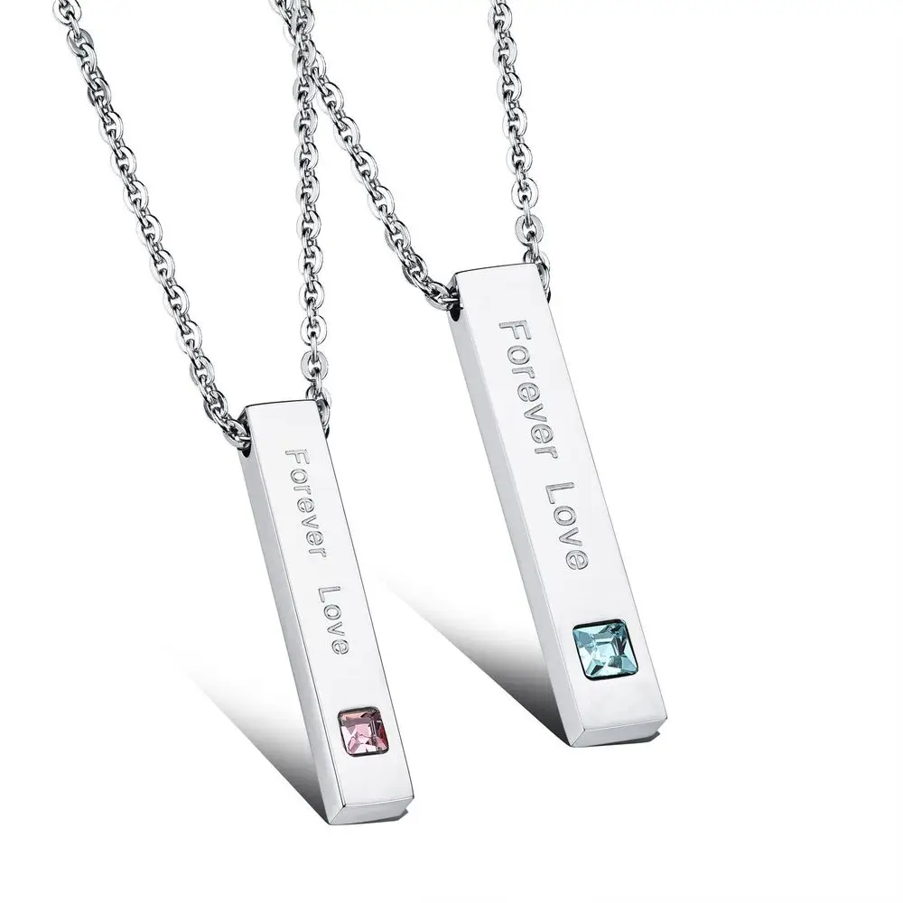 

Couple Necklaces For Lovers Romantic Forever Love Stainless Steel Cubic Zirconia Pendant Necklace Women Men Jewelry GX1009, N/a