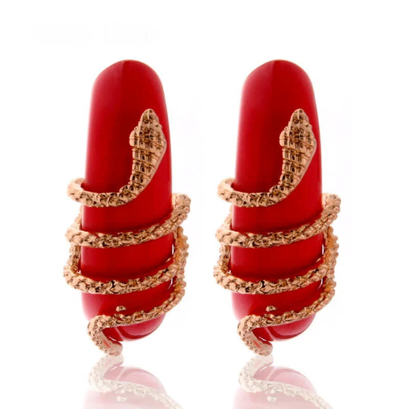 

NeeFu WoFuNew women's zinc alloy snake-shaped acrylic earrings, Pink