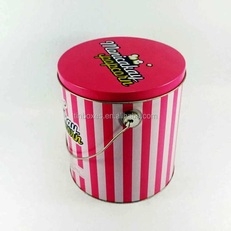 1 Gallon Popcorn Tin Bucket With Handle Customized Printed Buy