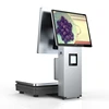 15 inch touch screen OS android ubuntu windows linux cash register scale with printer and QR barcode scanner