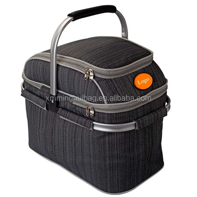 High Quality Aluminium Picnic Basket Cooler With Cutlery Set For 4