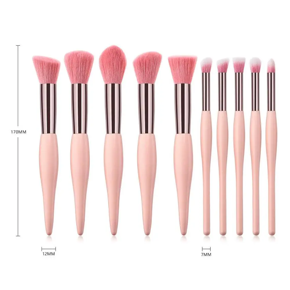 

10pcs Kabuki Makeup Brushes Professional Cosmetic Makeup Brush Kit Wood Handle Eyeshadow Brush Foundation Lip eye Facial Makeup, Operational