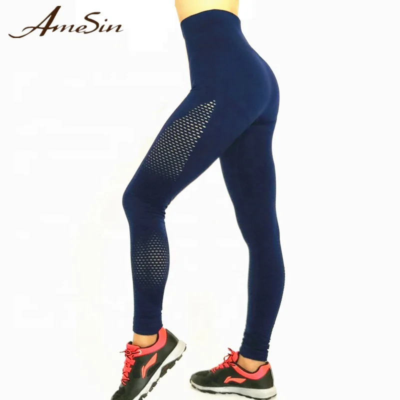 

AMESIN YLP053 Push Up Seamless Fitness Yoga Workout Leggings, Pink;blue;black;grey;navy blue