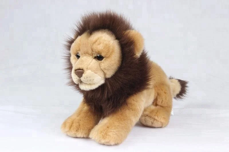 Fluffy Africa Wild Animal Stuffed Lion Plush Child Safe Toy Brown