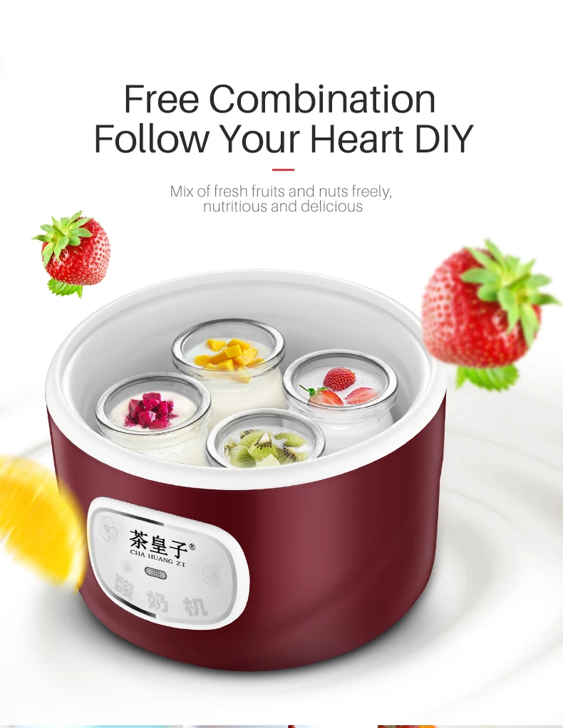 Factory Direct Sales Stainless Steel 1L 220V Automatic Yogurt Maker Machine 4 Glass Jar