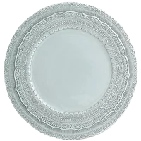 

JK ceramics hot selling 13 inch wedding charger plates, fine porcelain lace embossed charger plate