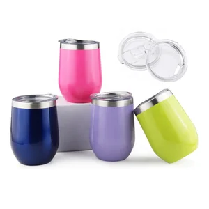 Image of Outdoor 12 oz Insulated Stainless Steel Wine Tumbler Sippy Cup with Lid and Straw for Wine, Coffee, Drinks, Champagne, Cocktail
