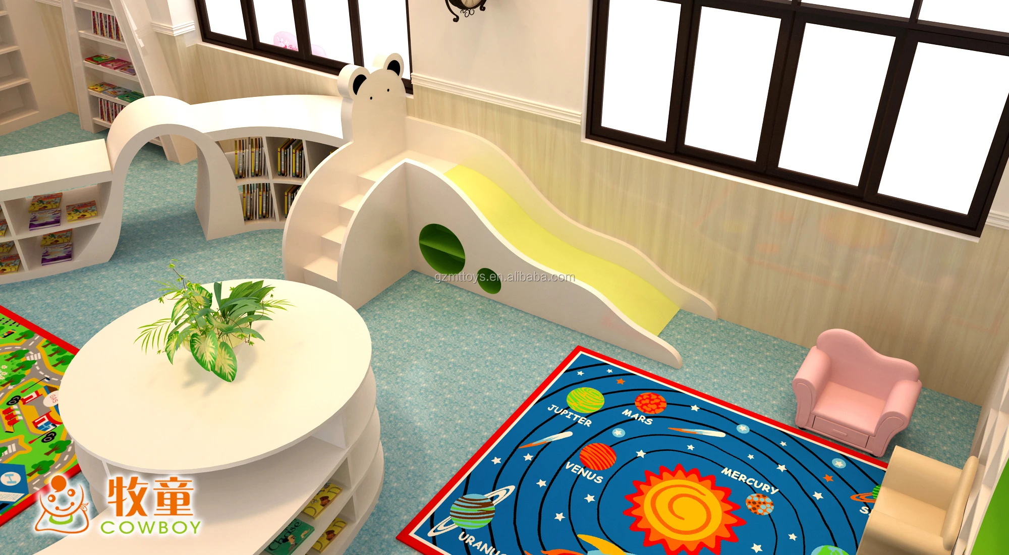 Malaysia Antique Style Solid Wood Children School Bookshelf Kids