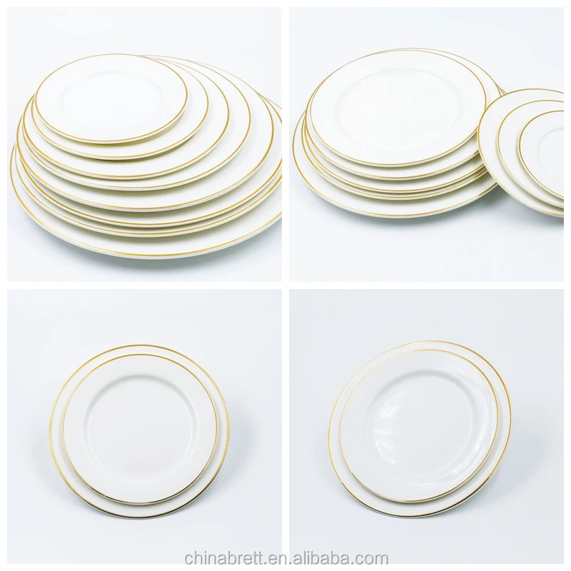 New Bone China Gold Rim Catering Dinner Plates For Weddings plates restaurant ceramic dinner