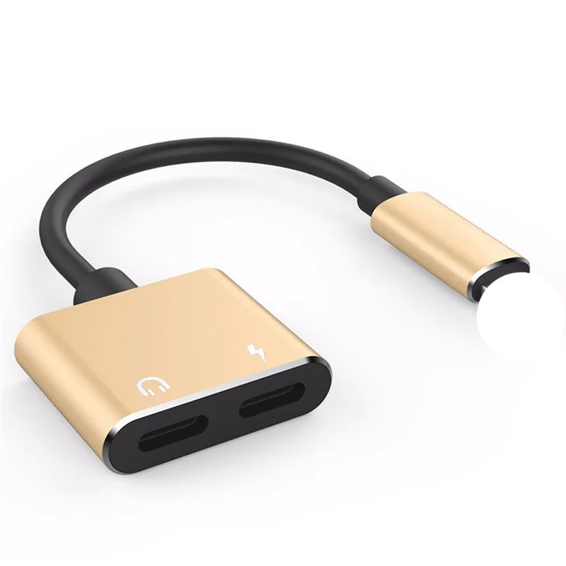
2 in 1 Jack Charging Audio Adapter Double 8 pin Music or Call Headphone metal splitter Charger Converter for iPhone 8 IOS 12 