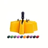 New invention auto open close inverted 3 folding umbrella yellow