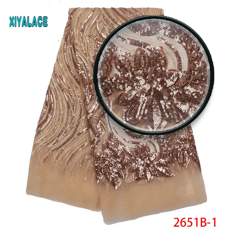 African Embroidery Tulle lace Design French Mesh Lace Fabric For wedding lace with sequins XZ2651B