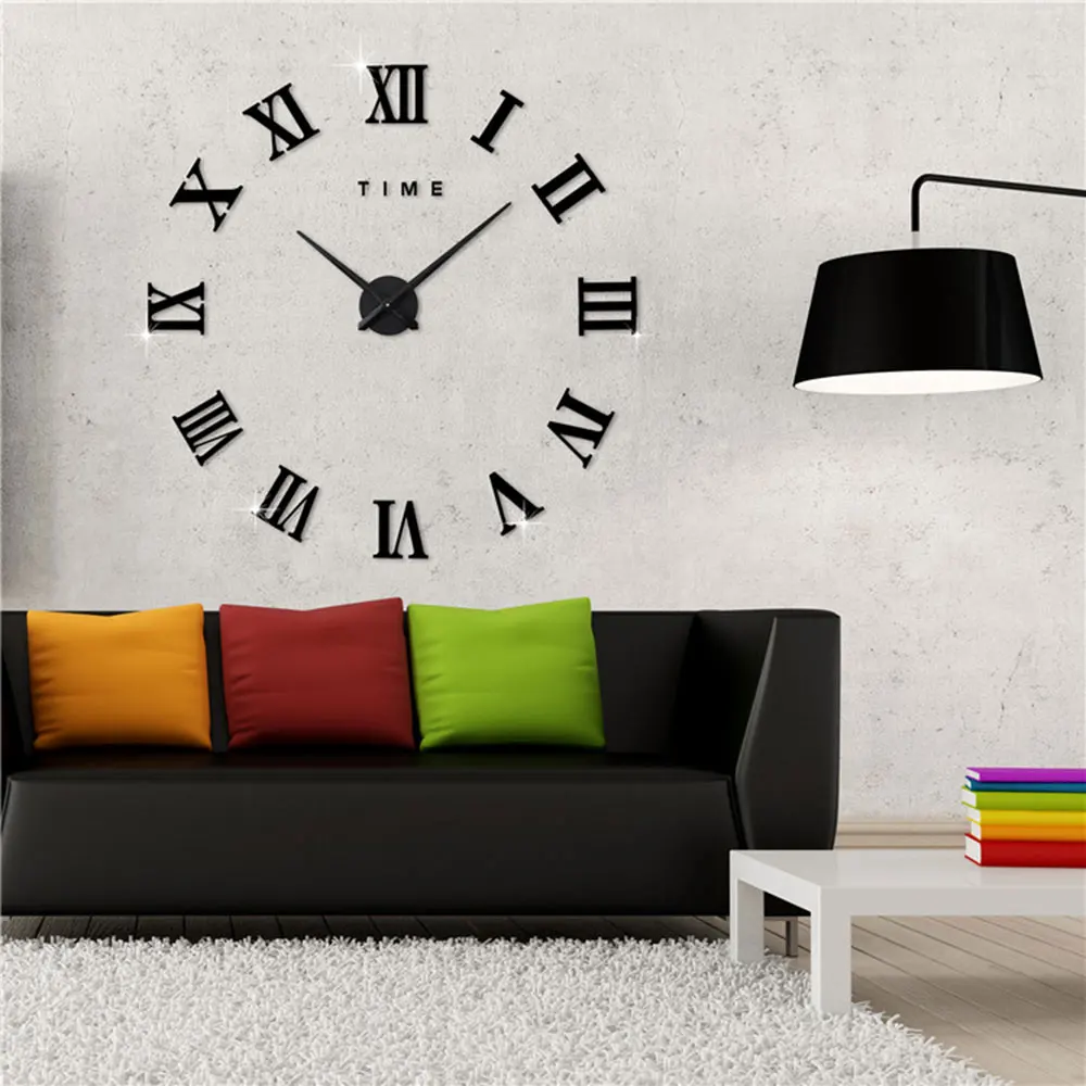 

Modern DIY Large Wall Clock Quartz Watch Roman Numbers Mute Large Wall Clock, Black/gold/silver