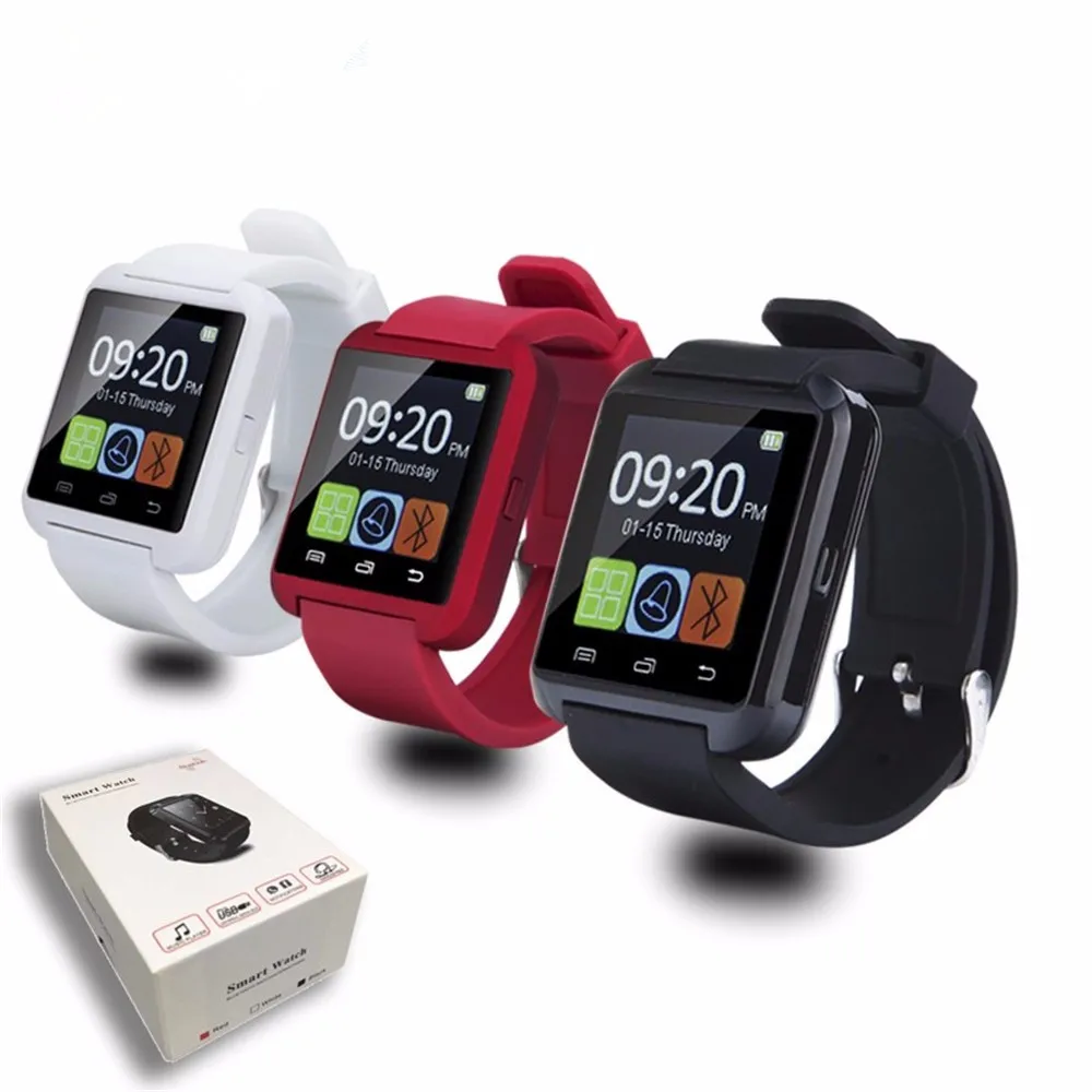 

Sport Wireless Smart Watch U8 Wrist Watch SmartWatch For iPhone Android Mens Watch, Black/white/red