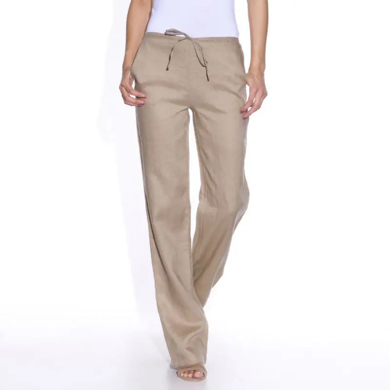 ladies striped linen trousers