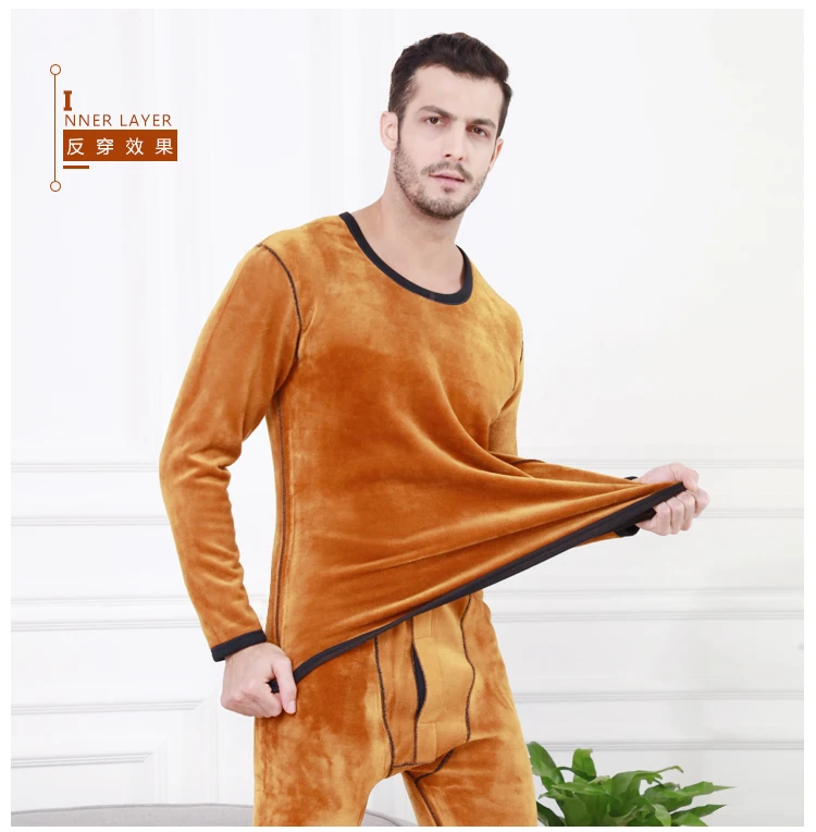 

Men's warm clothes comfortable gold fleece warm thermal underwear