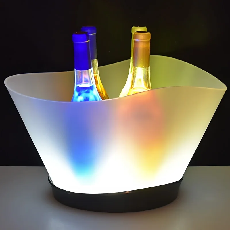 

RGB rechargeable led light up plastic ice bucket top quality 12Liter vodka and beverage promotional gift, Any pantone color