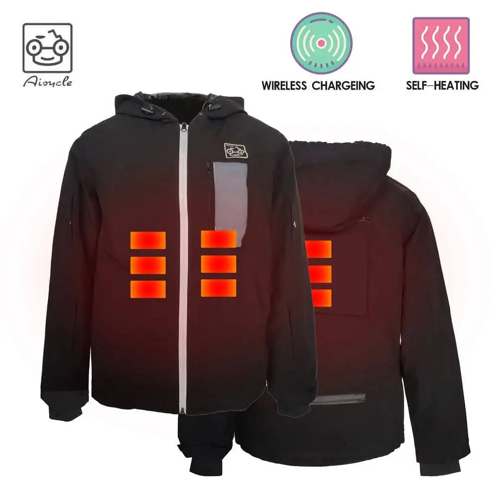 

Battery Powered Heated Jacket, 3 in 1 Bomber Jacket With Wireless Charging Pad, Black;customized