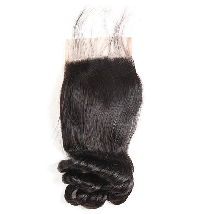 

Cheap 4*4 Closure Hair Pre-Bonded Hair Extensions Virgin Human Hair 100% Loose Wave Closure