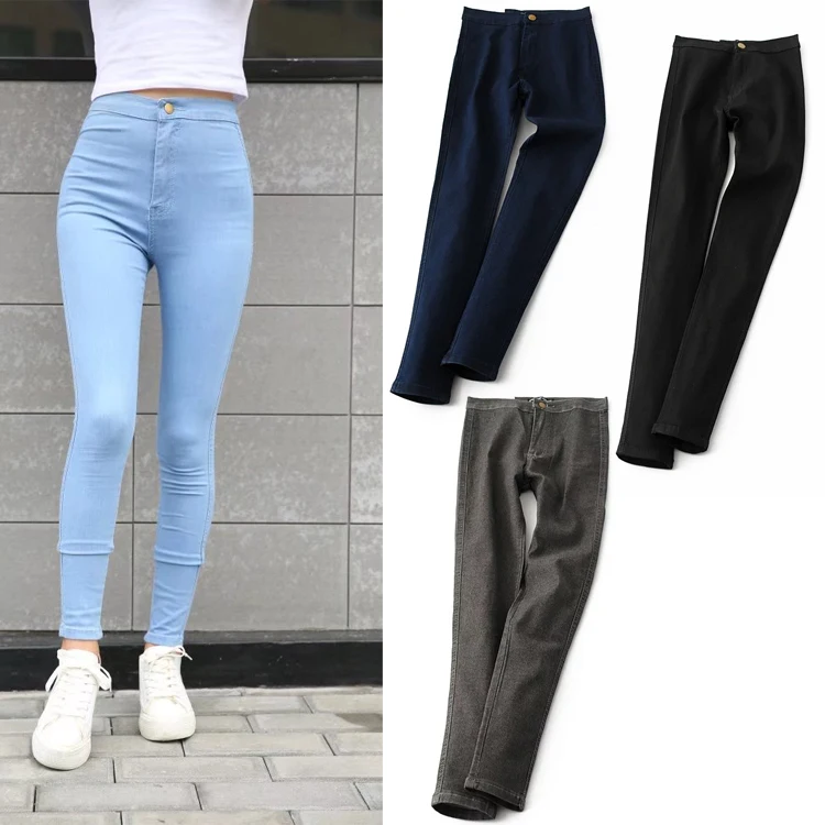 

Eastdamo Slim Jeans For Women Skinny High Waist Jeans Woman Blue Denim Pencil Pants Stretch Waist Women Jeans Pants Plus Size, Four colors