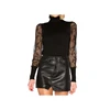 /product-detail/new-design-women-blouses-black-turtleneck-blouse-with-sheer-lace-sleeves-60810593375.html