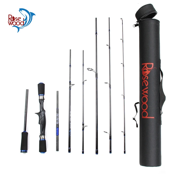 

Rosewood 8 SEC travel portable fishing rod high carbon blank spinning casting both use pole with rod tube/bag