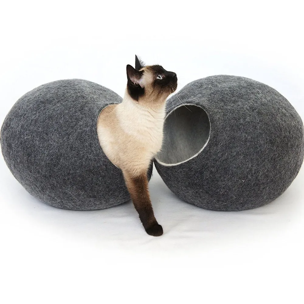 Genuine Felt Cat Bed Cave,Handmade In Nepal With 100 All Natural Wool