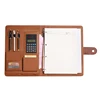 Leather cover 4 hole ring binders file folder a4 document holder with calculator