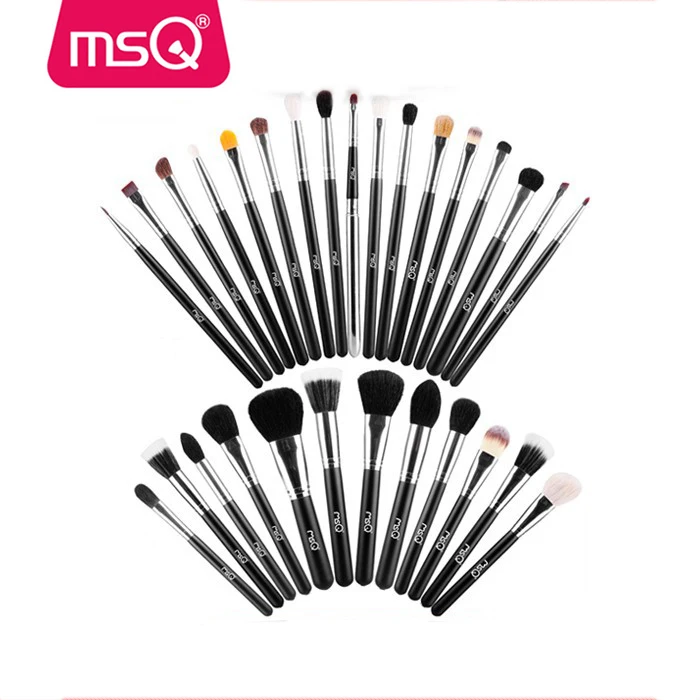 

MSQ Professional Makeup Brushes 29 Pieces Black Handle with Goat Hair Pony Hair Synthetic Hair Brush Set