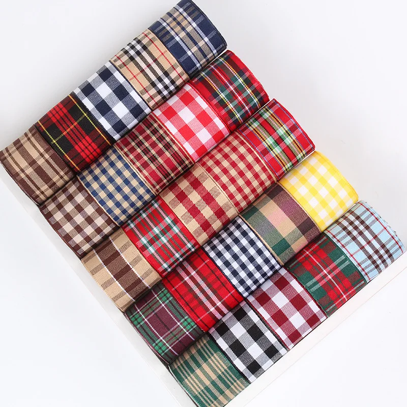 

gift packing decoration gingham ribbon ,wholesale multi colors plaid tartan England check ribbon