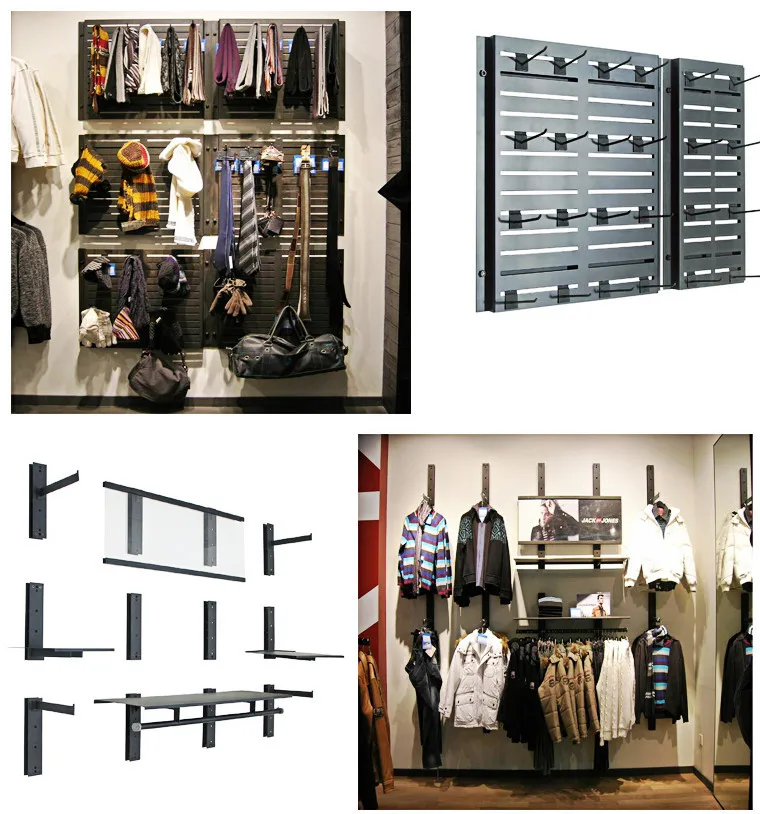 Black Display Clothing Racks For Shop With Clothes Stand Hanger And