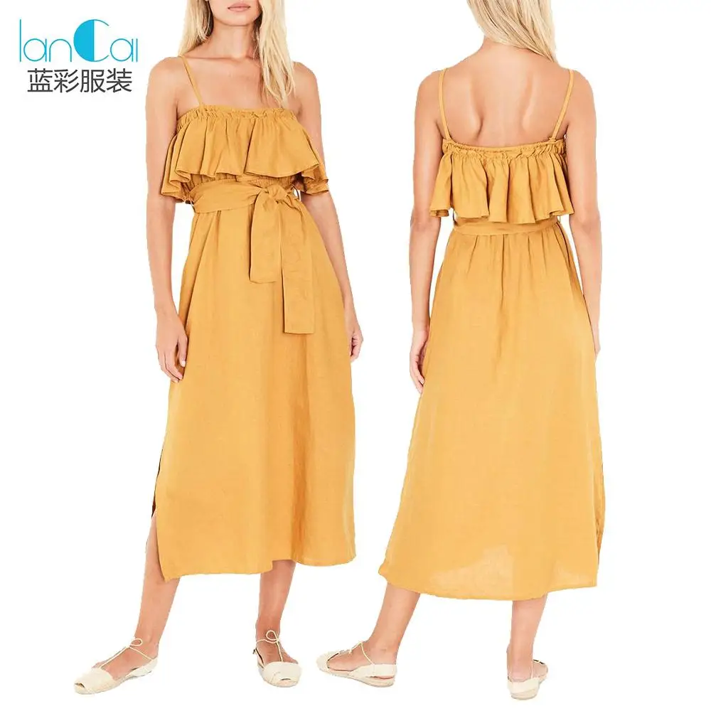 

2019 Linen Casual Maxi Dress for Women, Picture color or customized