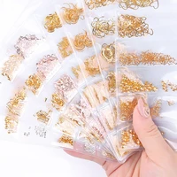 

FREE SHIPPING Beautiful 6 Grid/Pack Gold Rose Gold Mixed Thin Alloy Manicure 3D Metal Rivet Nail Art Sea Shell Ring Decoration