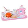 Pink wooden tea-time pretend play toy set kids kitchen toy