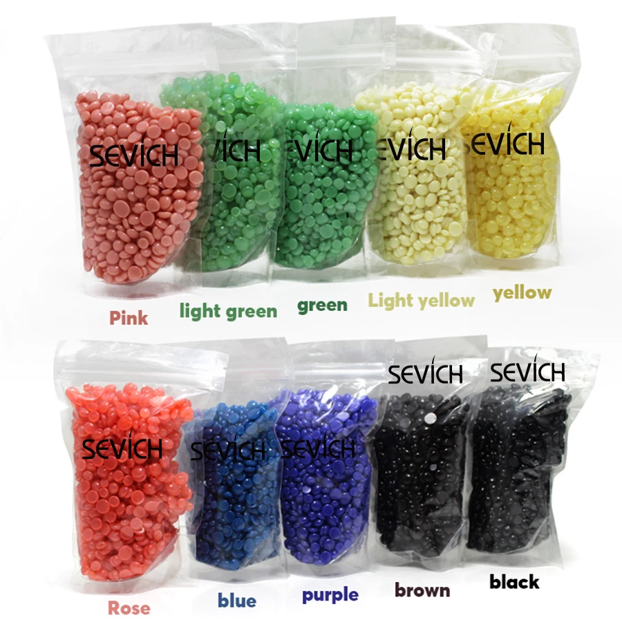 

Factory Wholesale 100g Natural Hair Revoval Wax Bean Depilatory Wax Beads for Hair Removal with Free Sample Available, Yellow/rose/green/black etc. 11 color availabel