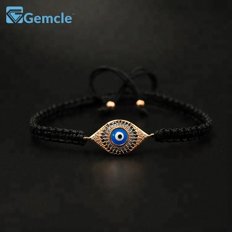 

Macrame Adjustable Woven Braided Micro Pave Jewelry Wholesale Cz Evil Eye Bracelet, Gunblack;rose gold;silver;gold;or customized