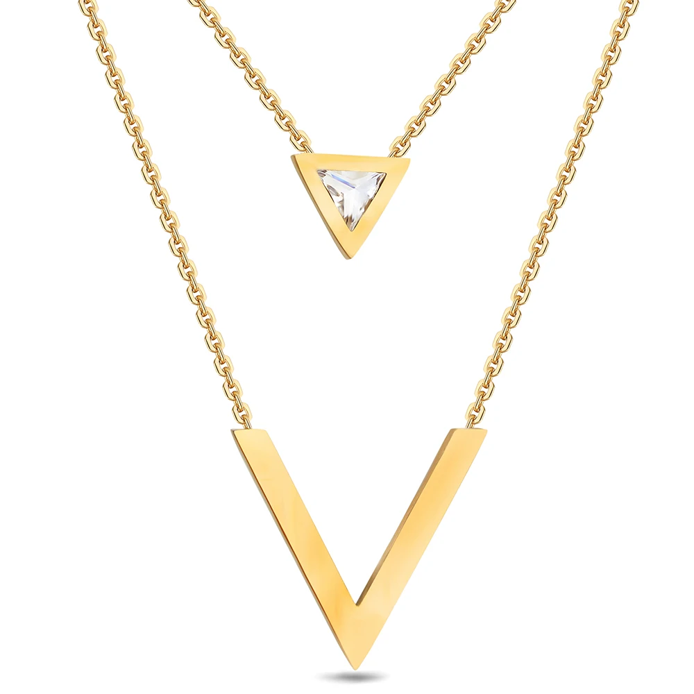 

Top Quality Stainless Steel Material Chain Type V Pendant Jewelry Necklace