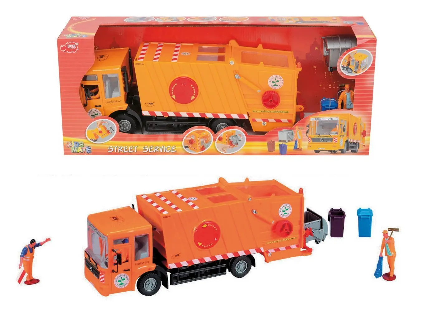 dickie toys garbage truck orange