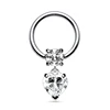 Clear Heart CZ Nose Ring Dangle Surgical Steel Gemmed Captive Bead Ring