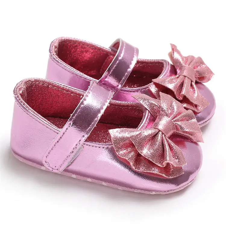 
China Factory PU Leather Bowknot 0-2 years Dress party baby crib shoes 