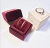 Custom logo luxury double jewelry box packaging warm red velvet ring box wedding jewelry packaging box