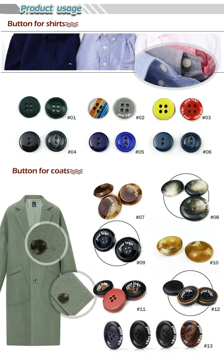 Custom laser logo 2 holes garment Round plastic Buttons for Clothing