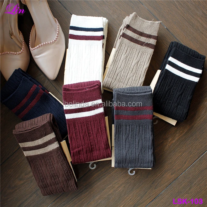 

Free Shipping by DHL/FEDEX/SF Two Striped Thigh High Over Knee Socks, Color