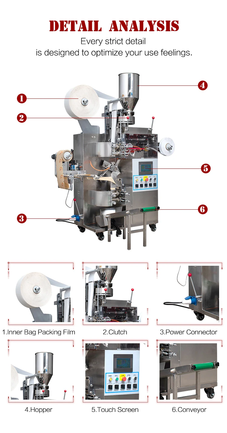 C18 Automatic Tea Bag Packing Machine (inner and outer bag with thread and tag)