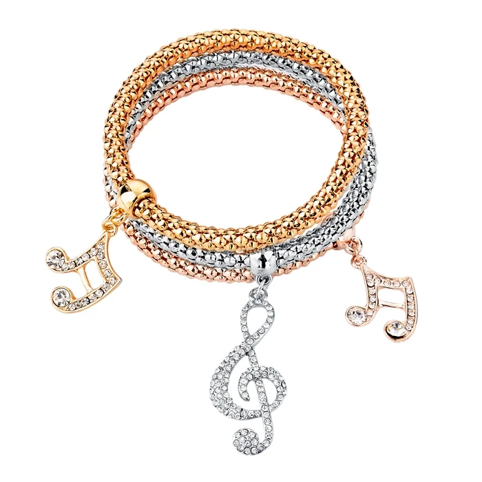 

Dance Music Themed Charm Bracelet, Bracelet in Silver, Rose Gold and Gold, Can be customized