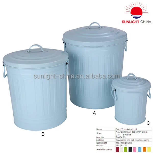 galvanized iron spray coating metal trash bin,inter design pail