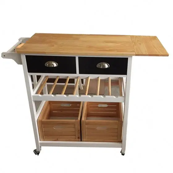 
Rasoo Kitchen Wooden Trolley Basket Cart 