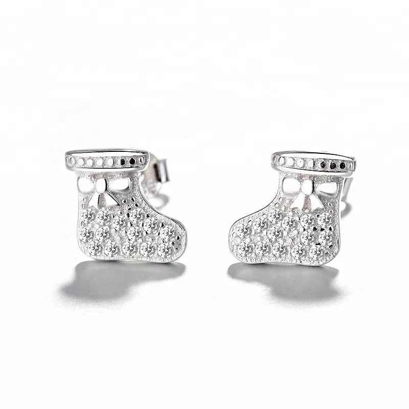 

Latest Jewelry 925 Sterling Silver Christmas Boots Earrings for Girl, As customer request
