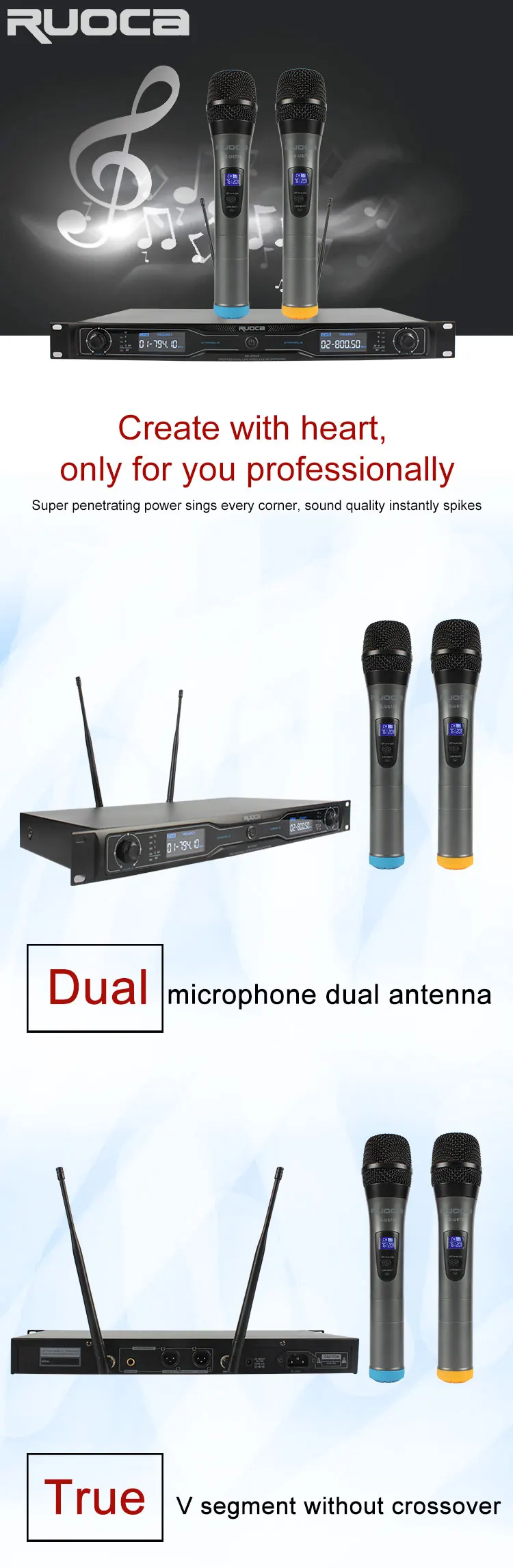 2018 Professional karaoke UHF mics studio digital FM wireless microphone