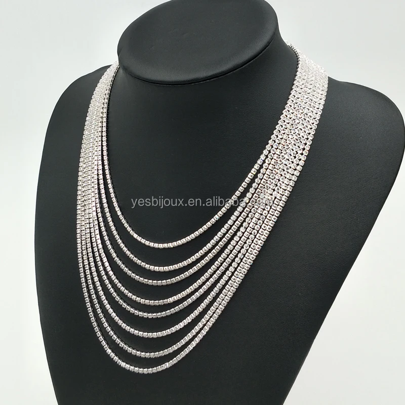 

mutilayer silver necklace macrame tassel diamond necklace jewelry